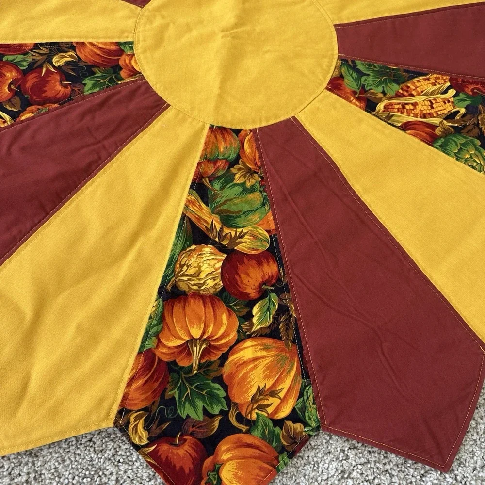 Vintage Handmade Quilted Star Shape Fall Table Topper Centerpiece 36